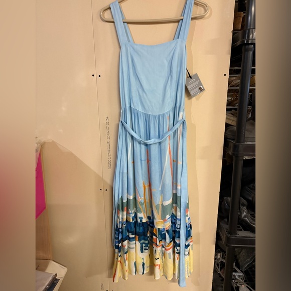 Simply Art by Dolcezza Light Blue Sailboat Print Sleeveless Casual Maxi Dress - Picture 4 of 11